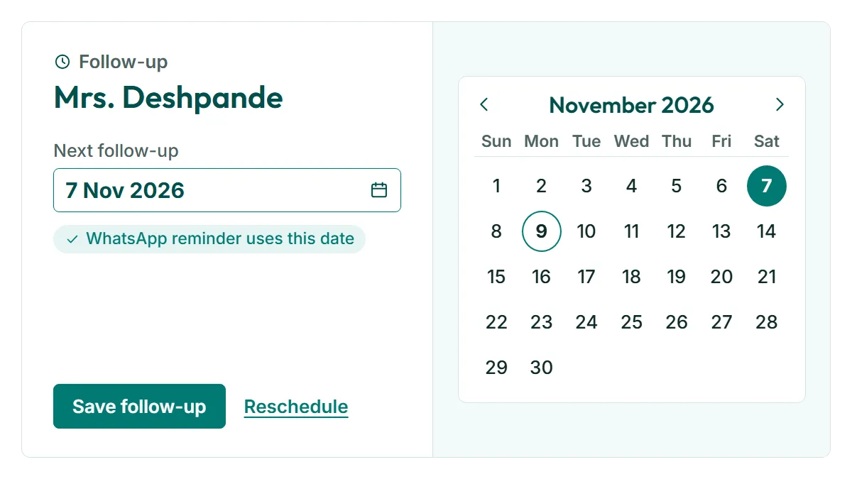 Doctor Dashboard in RevisitPlus, a screen cropped to the step that proves the point, with demo data for branches Kothrud, Wakad and Hadapsar