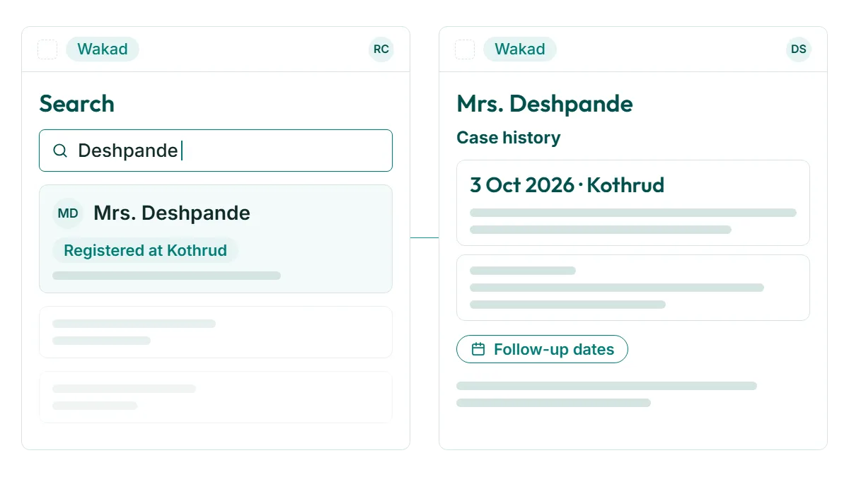 Opening a second branch in RevisitPlus, a screen cropped to the point, with demo data for branches Kothrud, Wakad and Hadapsar
