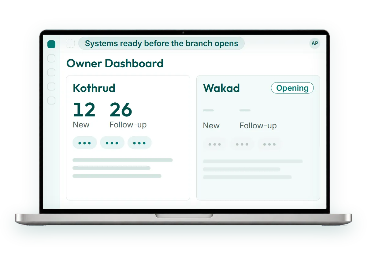 Opening branch two? Registers and WhatsApp groups stop working when patients move between branches. Set up one patient record and one owner view first.